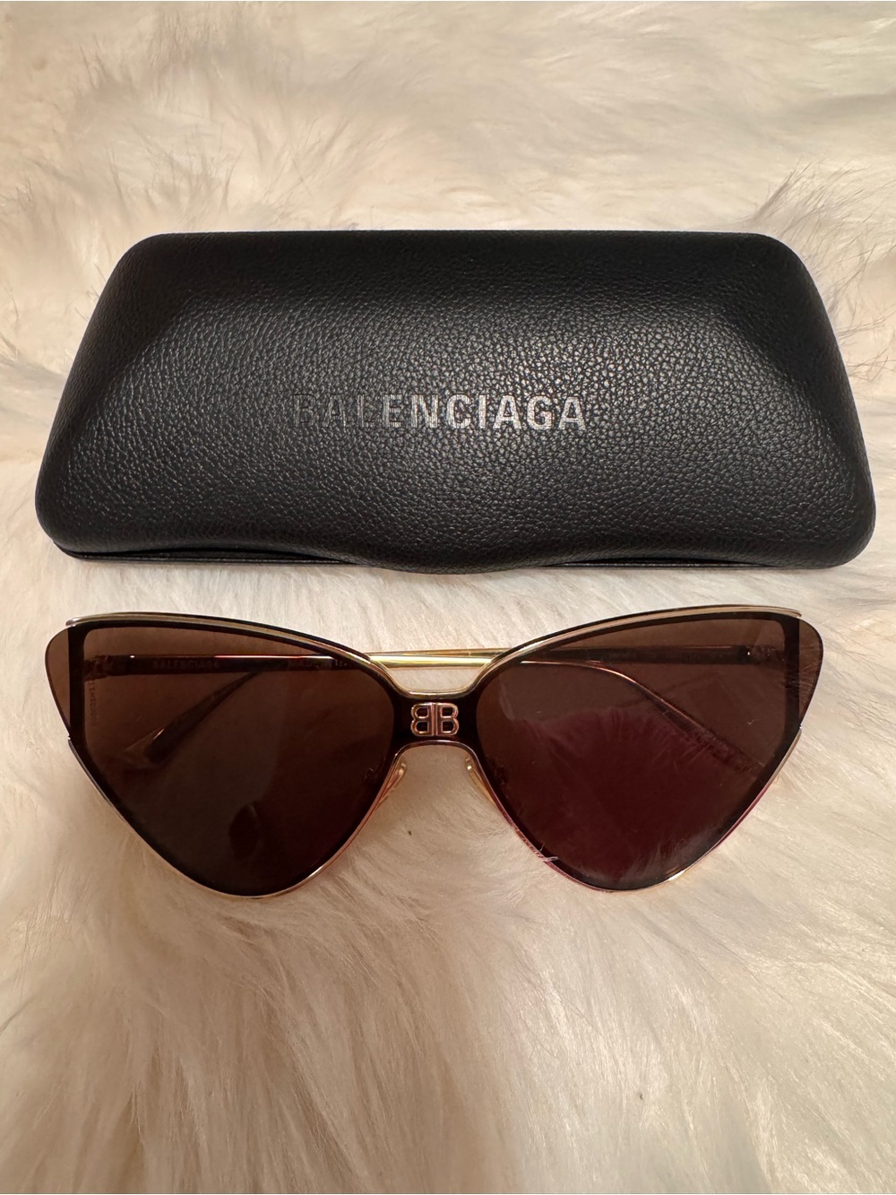 🆕 Balenciaga Shield 2.0 Cat-Eye Sunglasses in Brown and Gold
